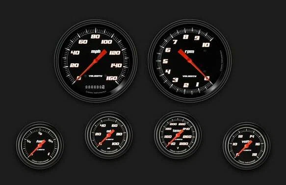Velocity Black Six Gauge Set 351 VS351BBLF